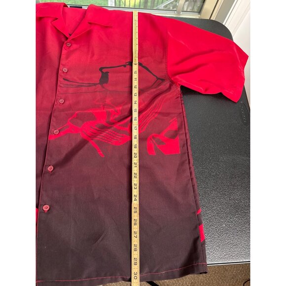 Y2K Seals Men's Red Ombre Abstract Button Front Short Sleeve Shirt L - Picture 8 of 8